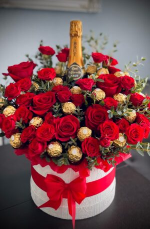 Brut Rocher Box mit Rote Rosen
