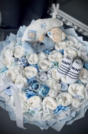 Baby Strauß blau Maxi mit Plüschtier