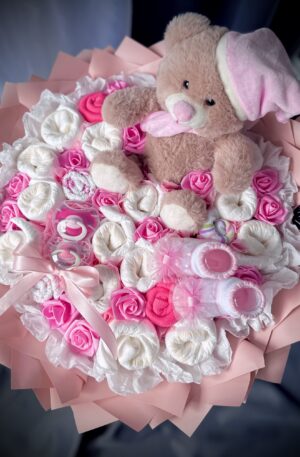 Baby Strauß rosa Maxi mit Plüschtier