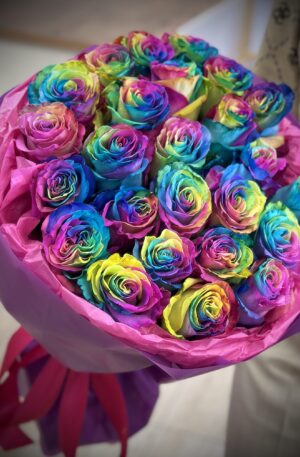 Regenbogen Rosen 25st