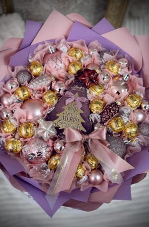 Lindt Weichnachtsstrauß lilla-rosa