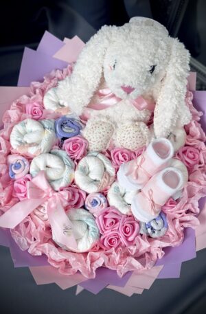 Baby Strauß lila-rosa Midi mit Plüschtier
