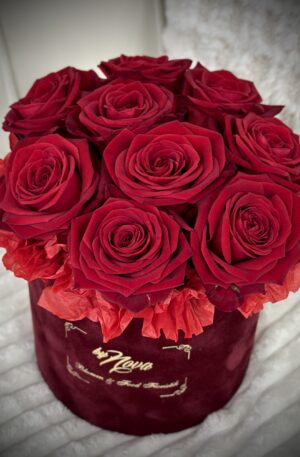 Rote Rosenbox Rund 9st