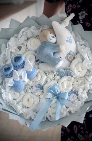 Baby Strauß blau Midi mit Plüschtier