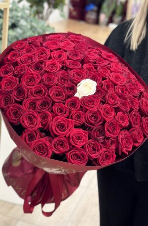 Rote Rosen mit eine weiße in rot 81 St