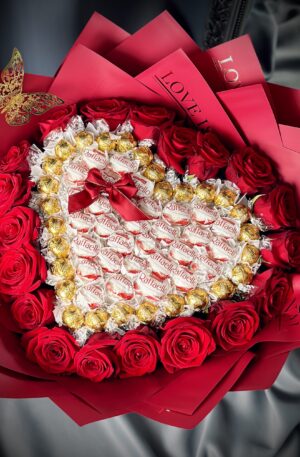Edel Rosen Herz mit Lindt & Raffaello